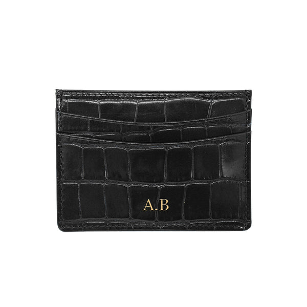 Personalised Card Holder - Black Croc Pattern