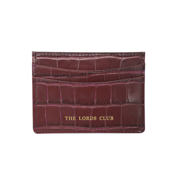 Personalised Card Holder - Burgundy Croc Pattern