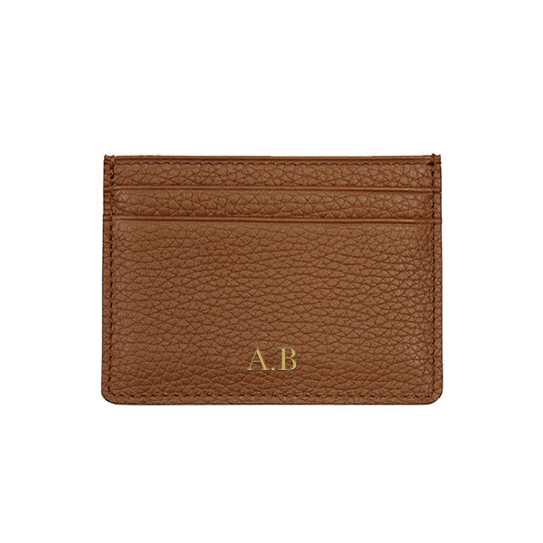 Personalised Card Holder - Tan Grained Leather