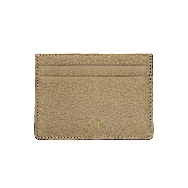 Personalised Card Holder - Taupe Grained Leather